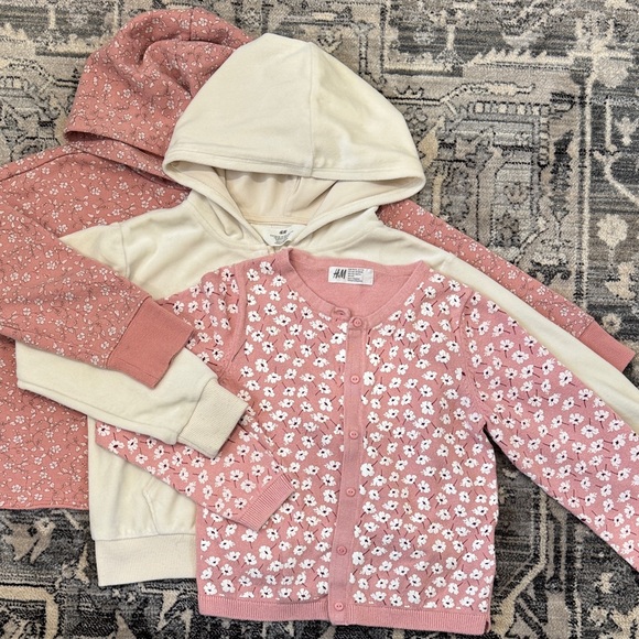 H&M Other - H&M and Old Navy Floral Pink and Cream Kids Cardigan and Hoodie Set